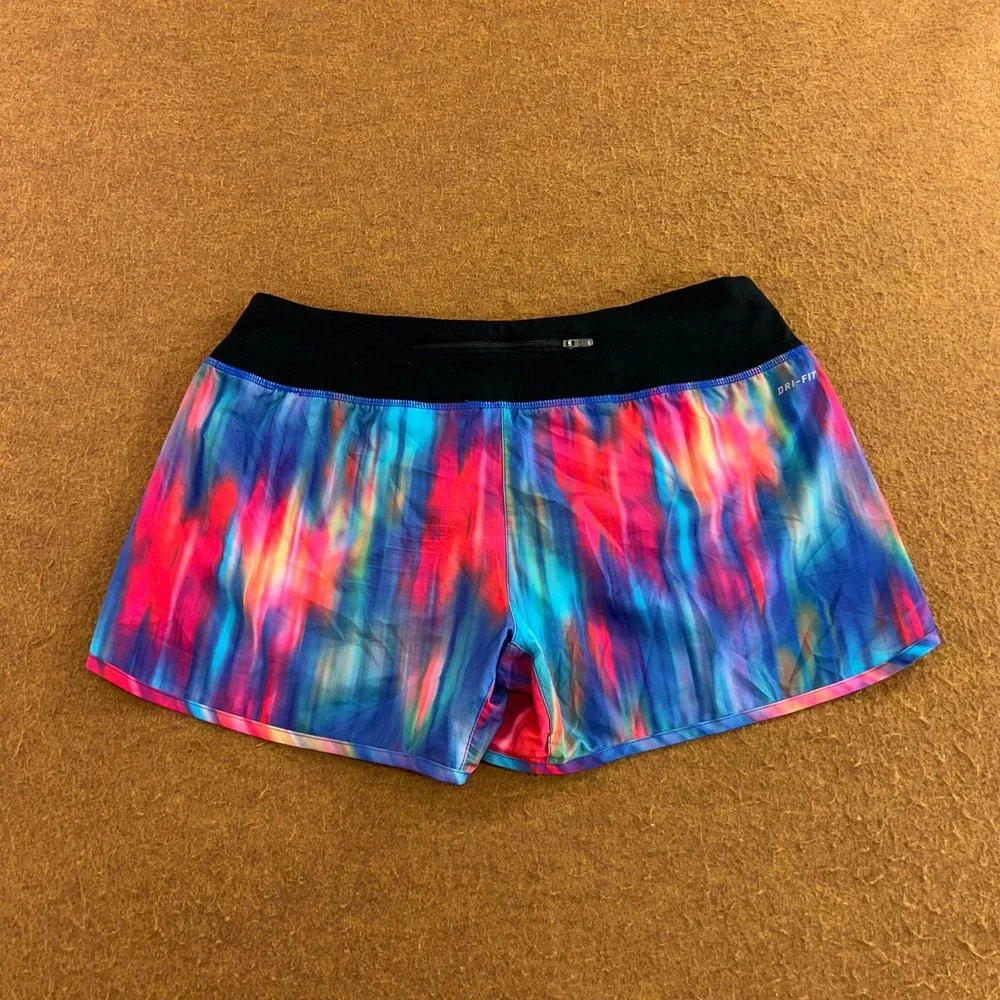 Nike Womens Large Multi-Color Dri-FIT Tie Dye Running Athletic Shorts